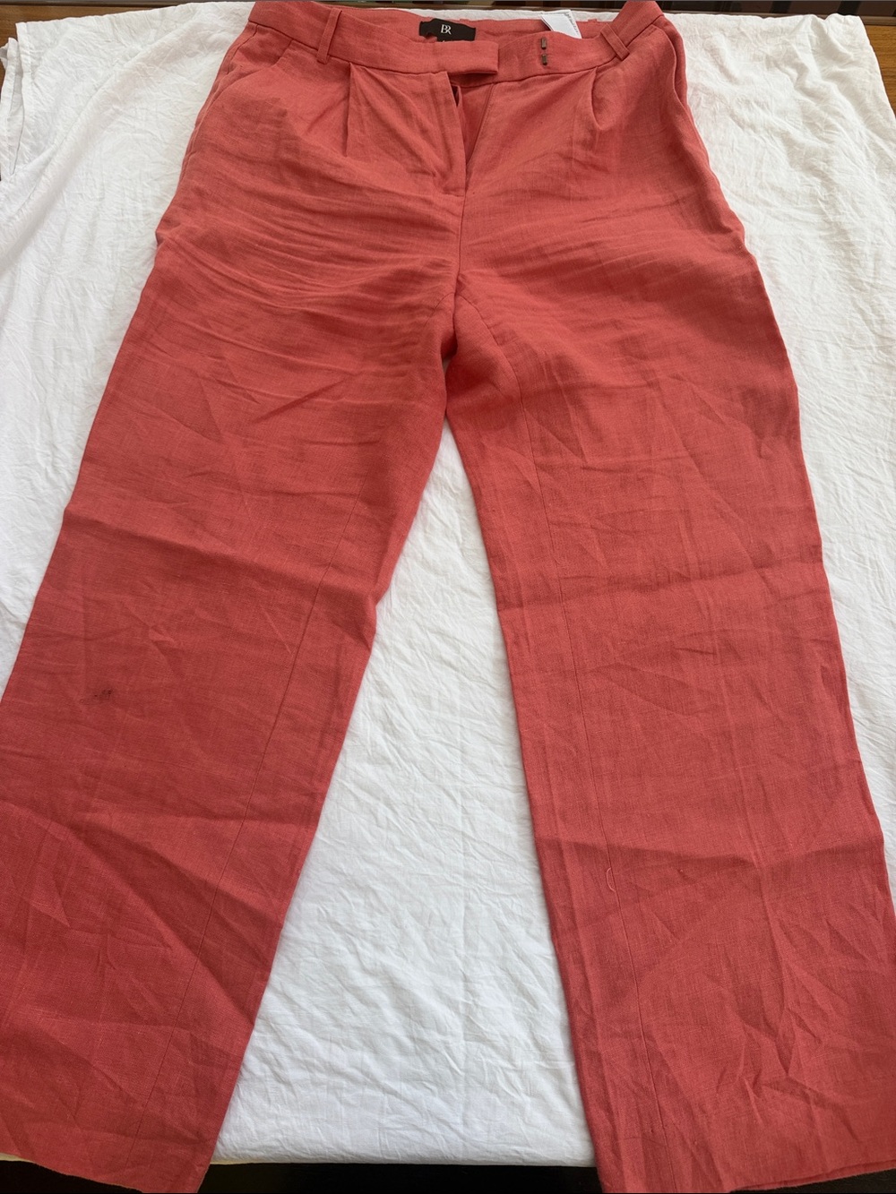 Banana Republic Coral-Red Linen Blend Chinos